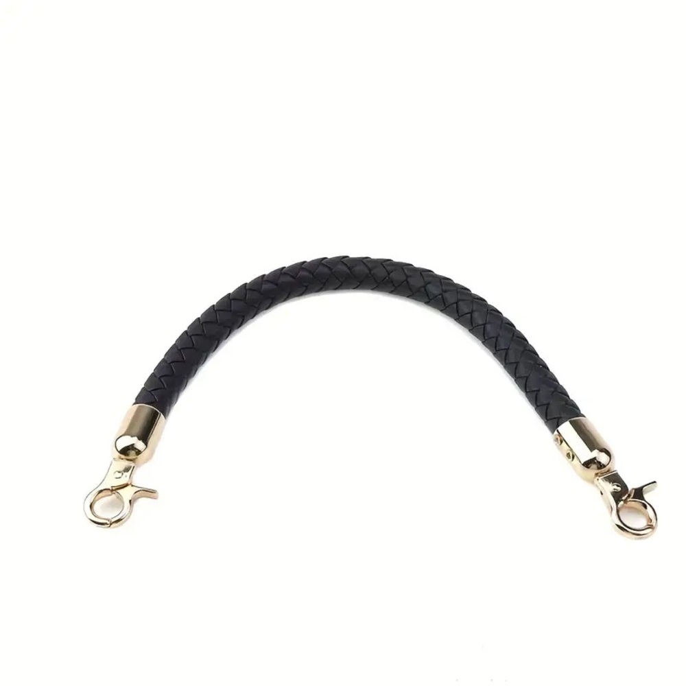 Black Braided PU Leather Handbag Handle